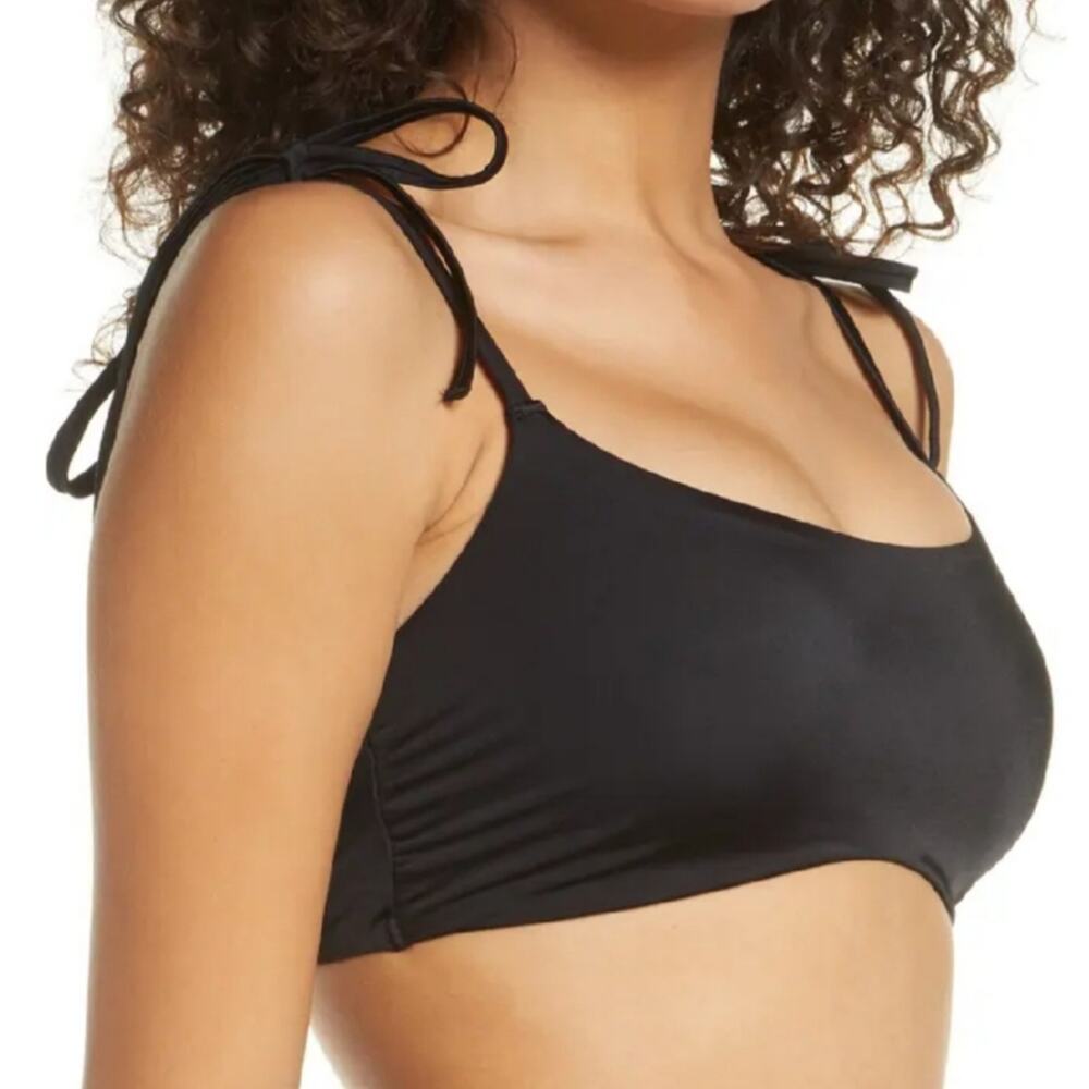 Chelsea28 Easy Retro Tie Strap Bikini Top Black | Small